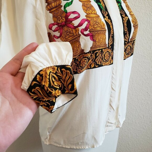 Vtg Francesca Of Damon Column 100% Silk Blouse S - Picture 4 of 8